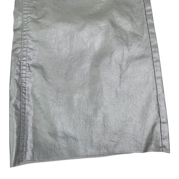 OAT New York Pants‎ Womens 4 27 Silver High Rise Wide Leg Metallic Coated Denim - Picture 3 of 12